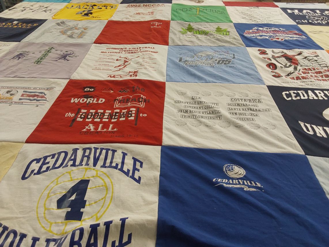T-shirt quilt from cedarville university by Erica from OH