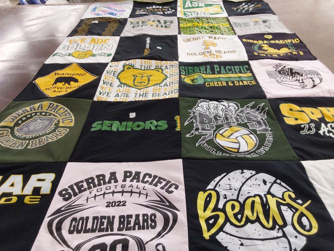 T-shirt quilt featuring sierra pacific golden bears by Marian from CA