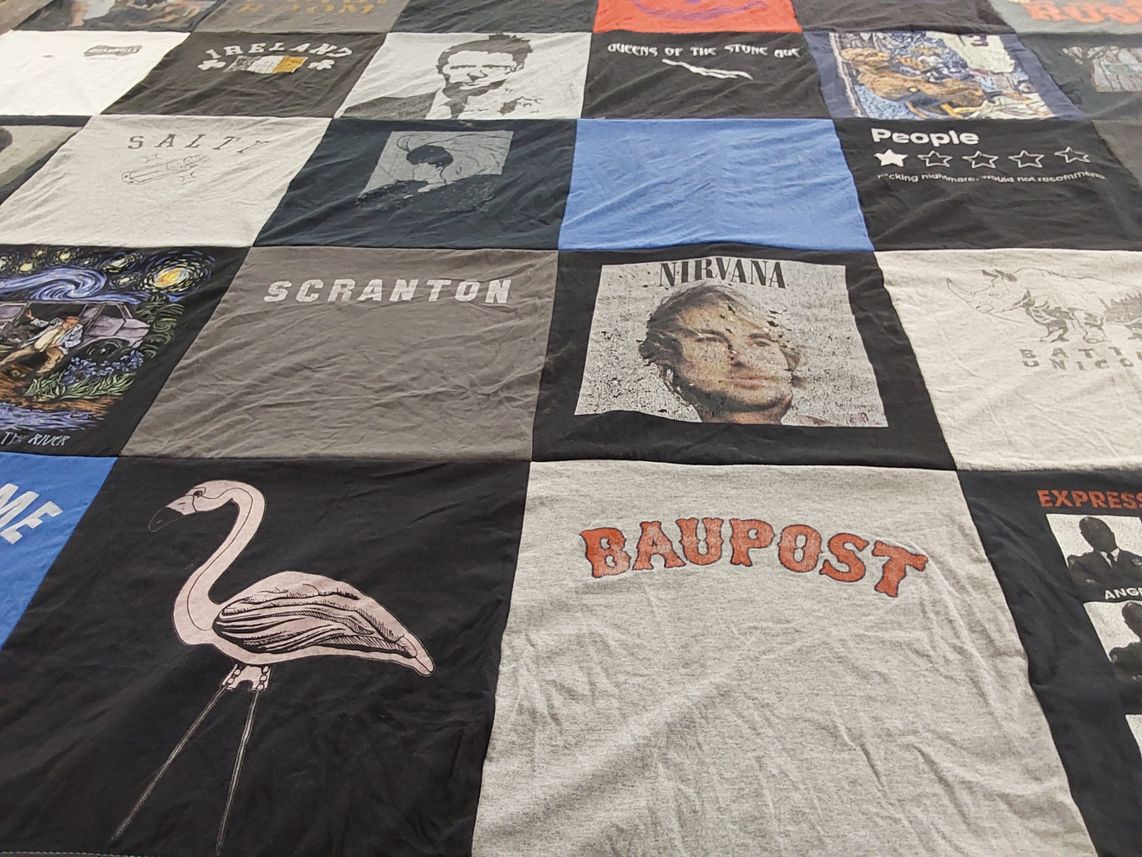 T-shirt quilt with music, films themes by Brian from MA