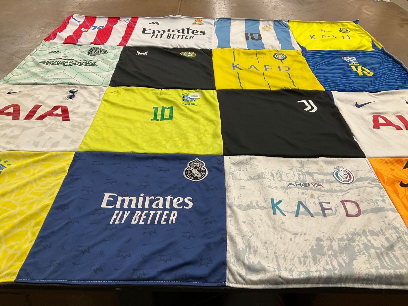T-shirt quilt featuring real madrid, tottenham hotspur by Kristin from GA