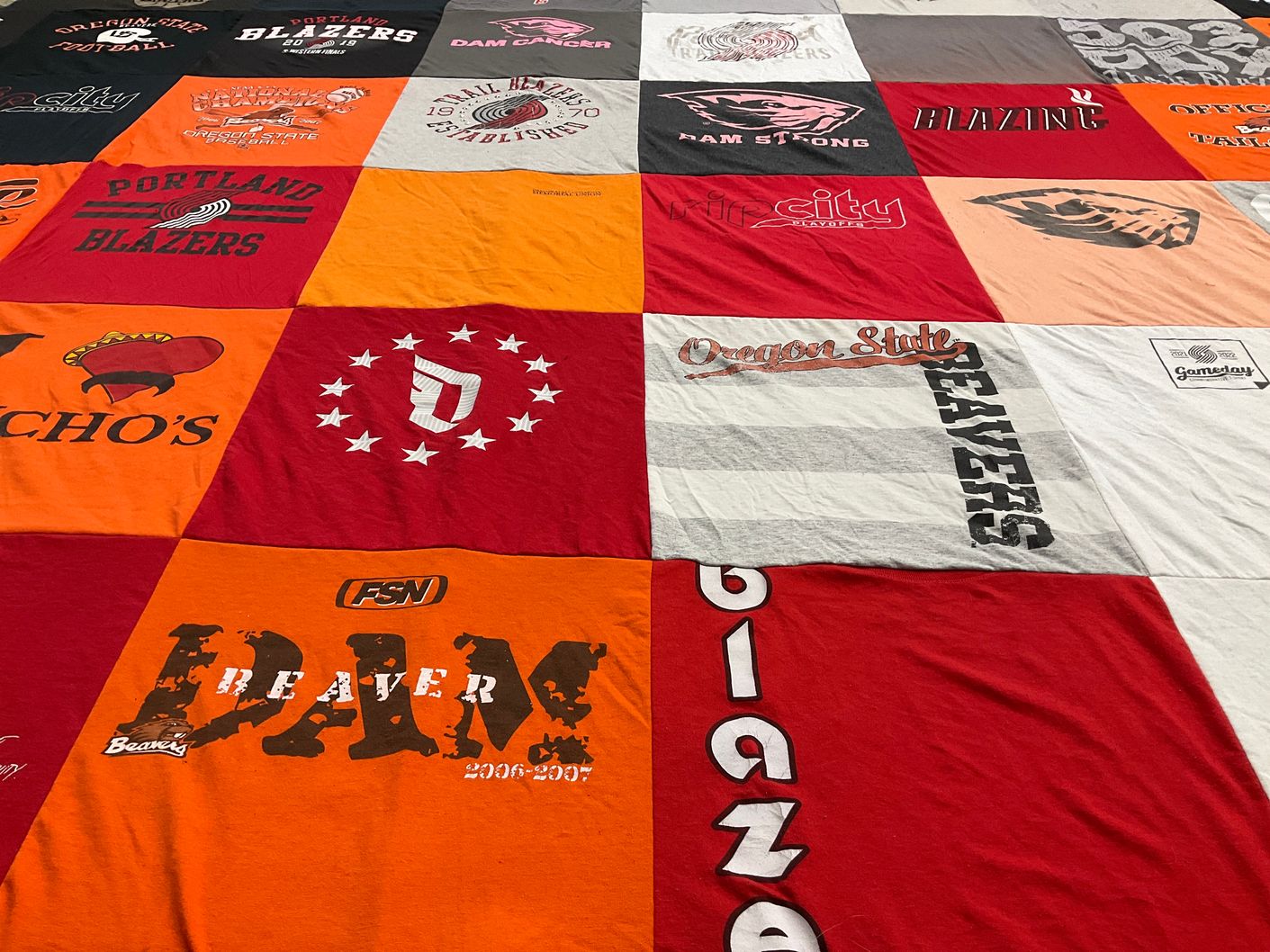 T-shirt quilt featuring portland trail blazers, oregon state beavers by Bianca from OR
