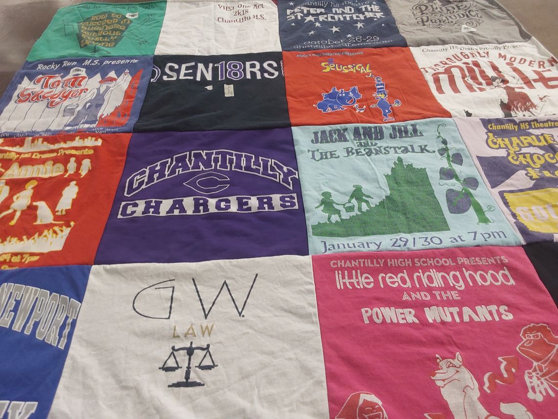 T-shirt quilt featuring chantilly chargers by Alicia from VA