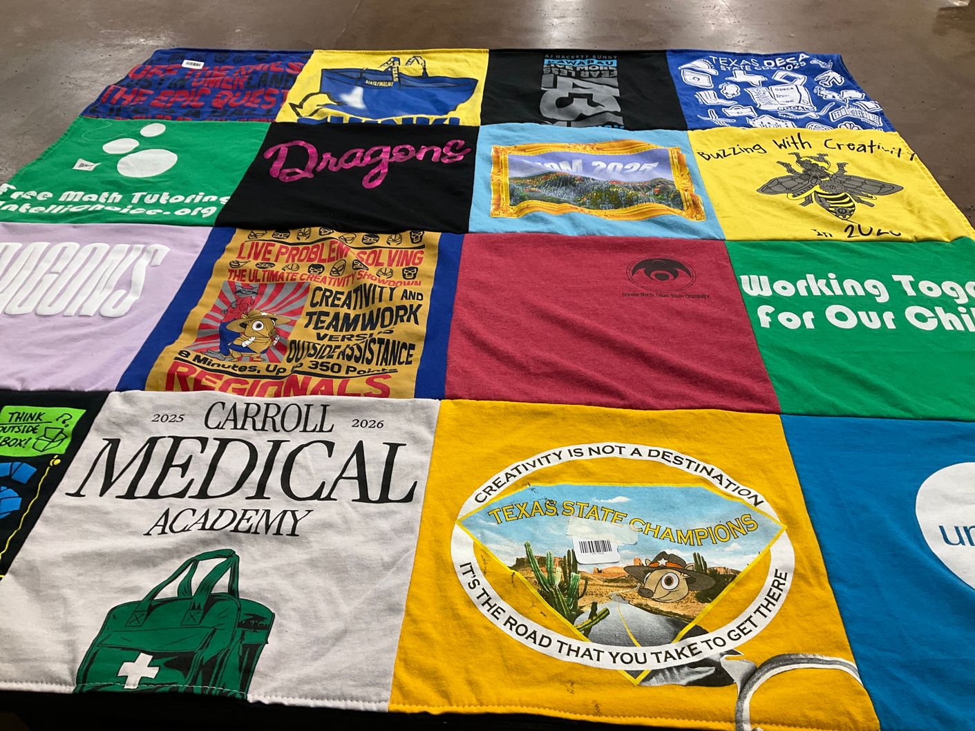 T-shirt quilt from carroll high school by Modhu from TX