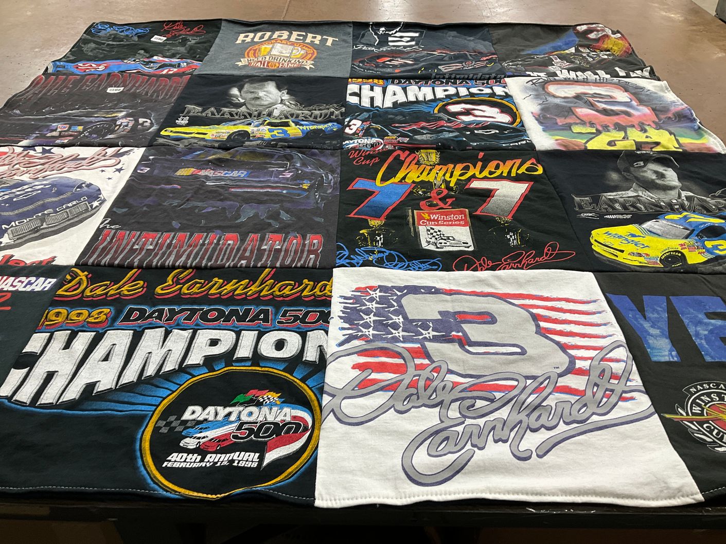 T-shirt quilt with nascar racing, car racing themes by Kristi from PA