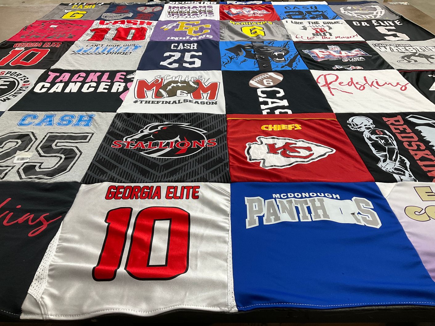 T-shirt quilt featuring mcdonough panthers by Ashley from GA