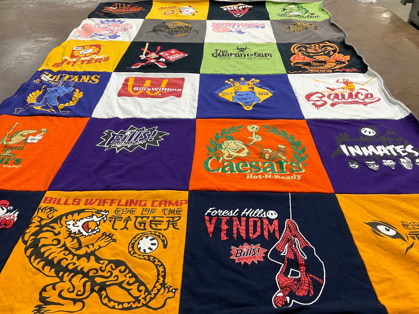 T-shirt quilt with wiffling, sports themes by Shelly from NC