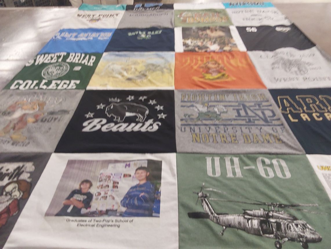 T-shirt quilt from sweet briar college, university of notre dame by Catherine from NC