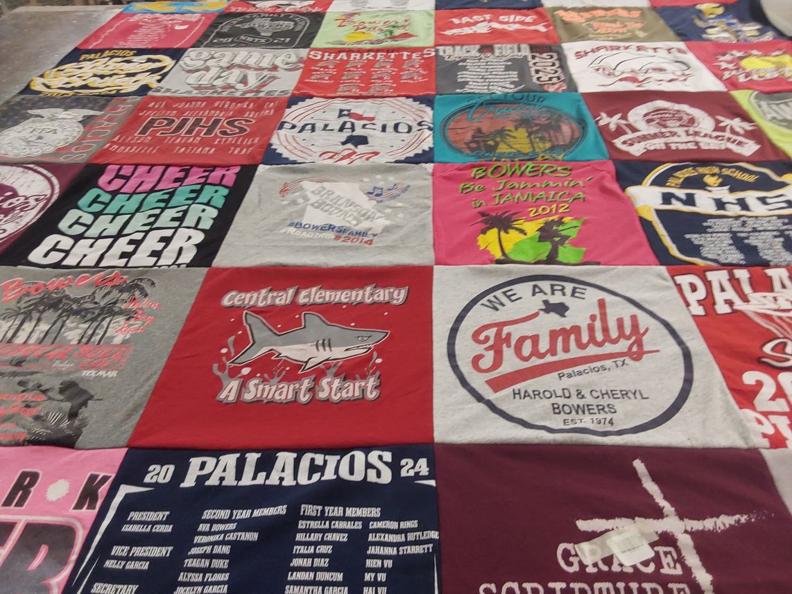 T-shirt quilt from palacios high school, central elementary school by Daphni from TX