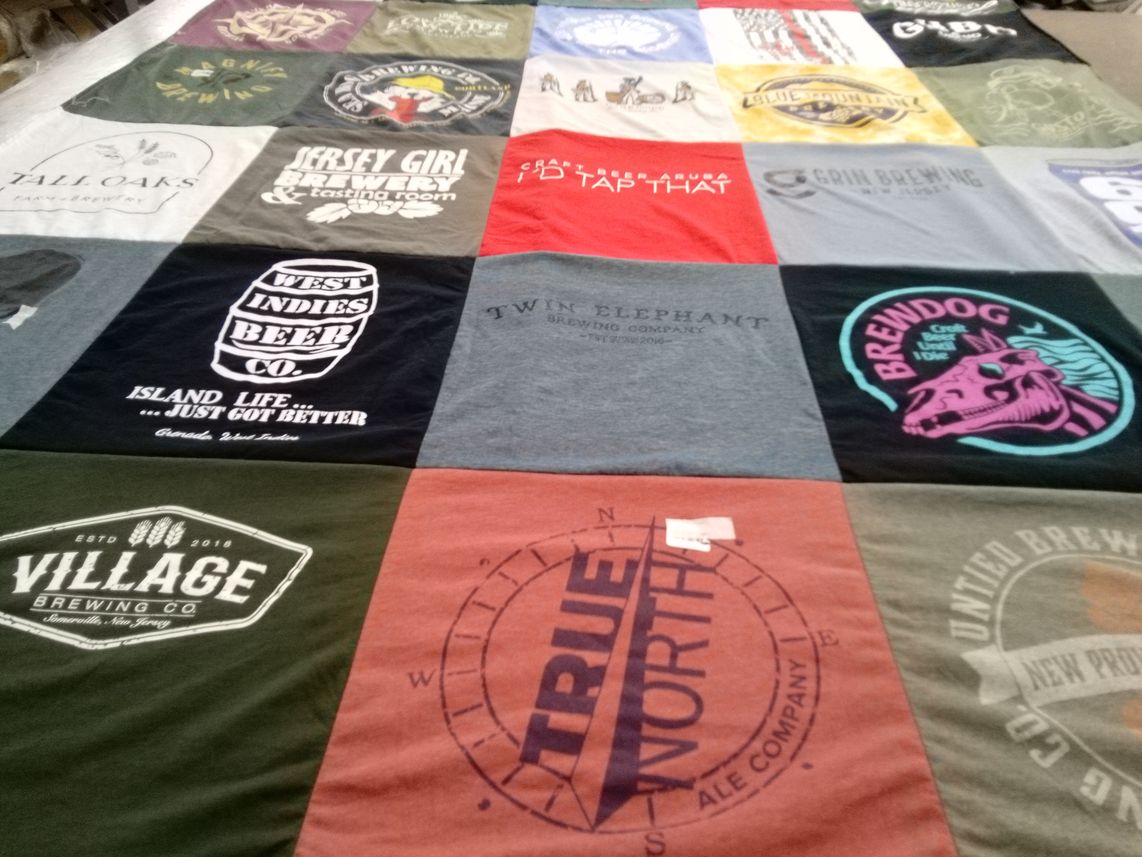 T-shirt quilt with breweries, beer themes by Amanda from NJ