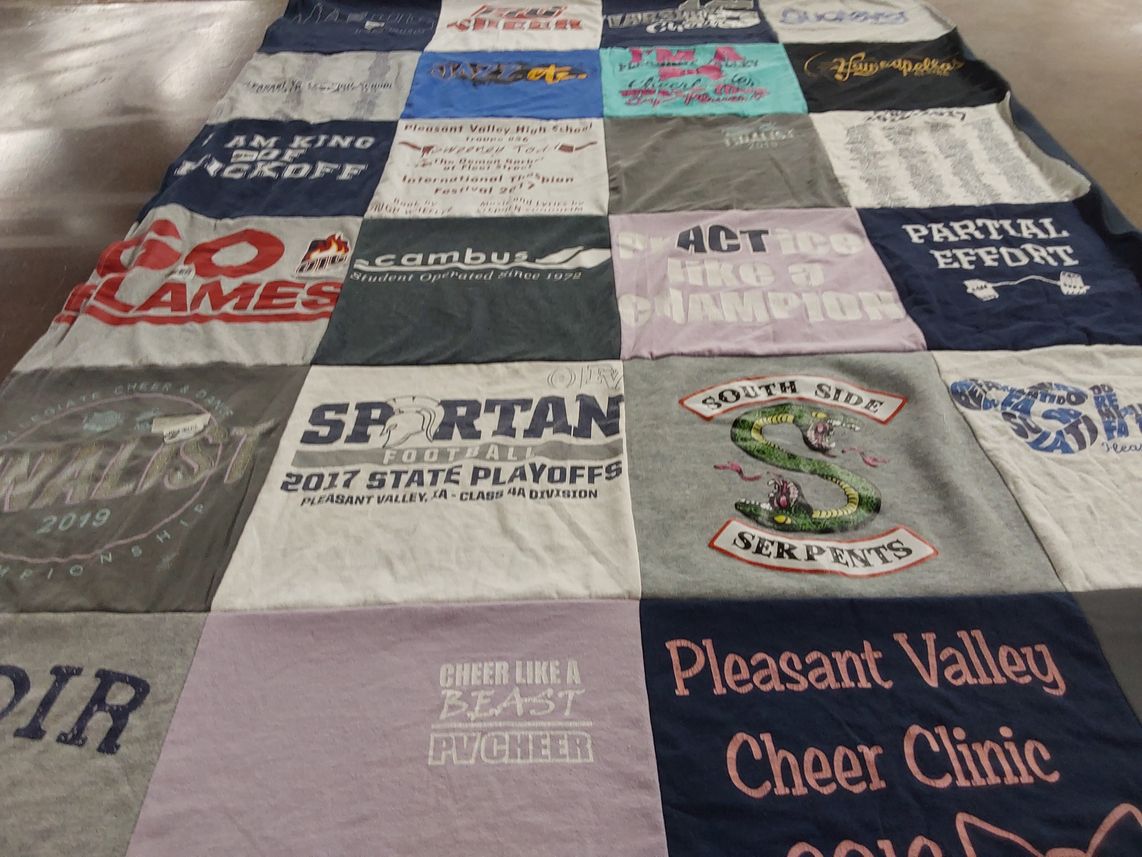 T-shirt quilt featuring pleasant valley spartan football, south side serpents by Hannah from IA