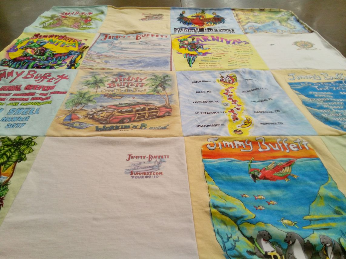 T-shirt quilt with music, concerts themes by Margaret from VA