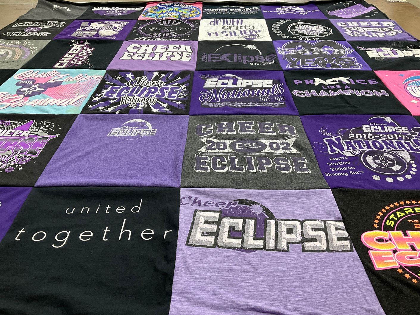 T-shirt quilt featuring cheer eclipse by Jill from KS