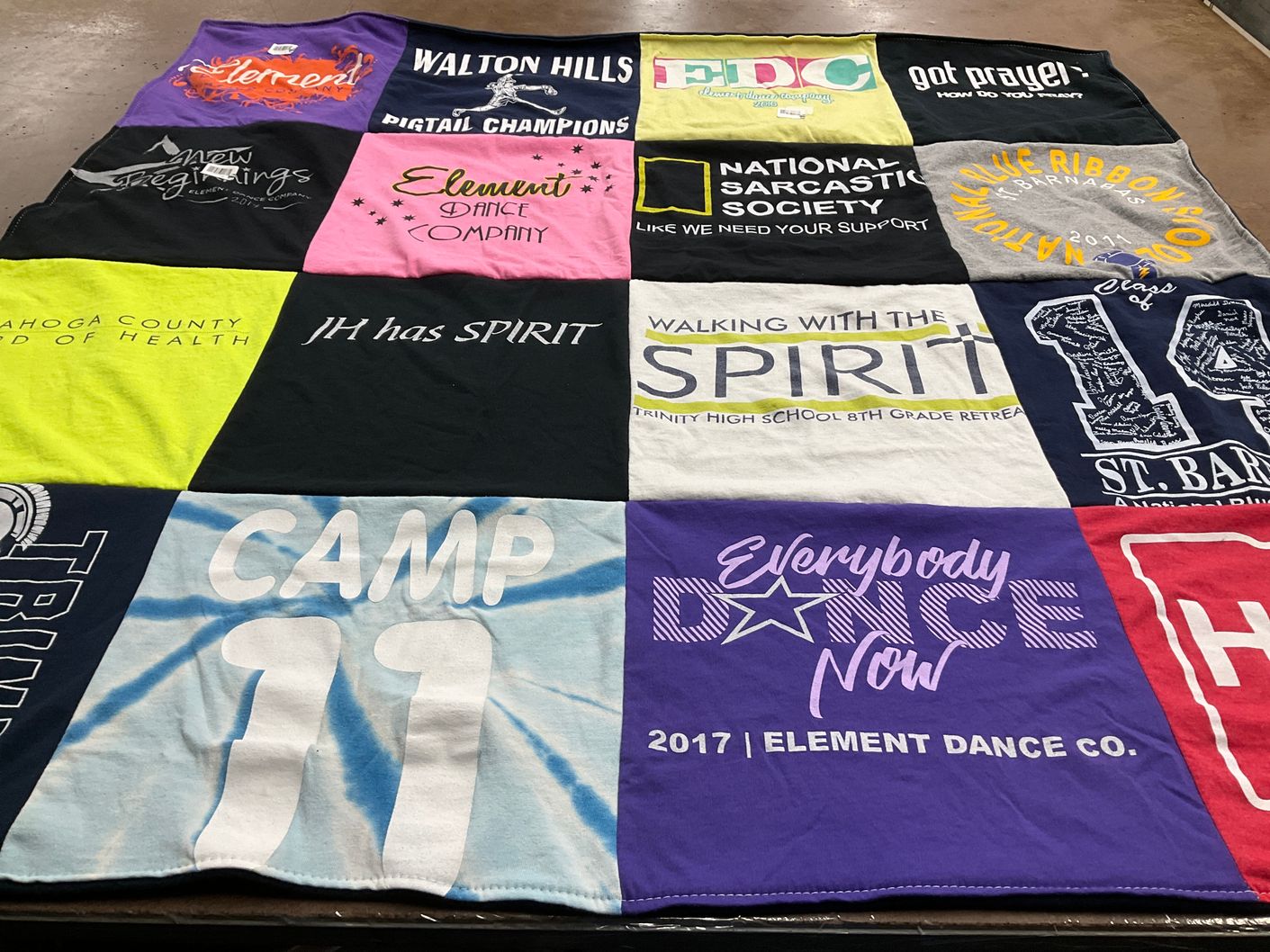 T-shirt quilt from trinity high school by Barb from OH