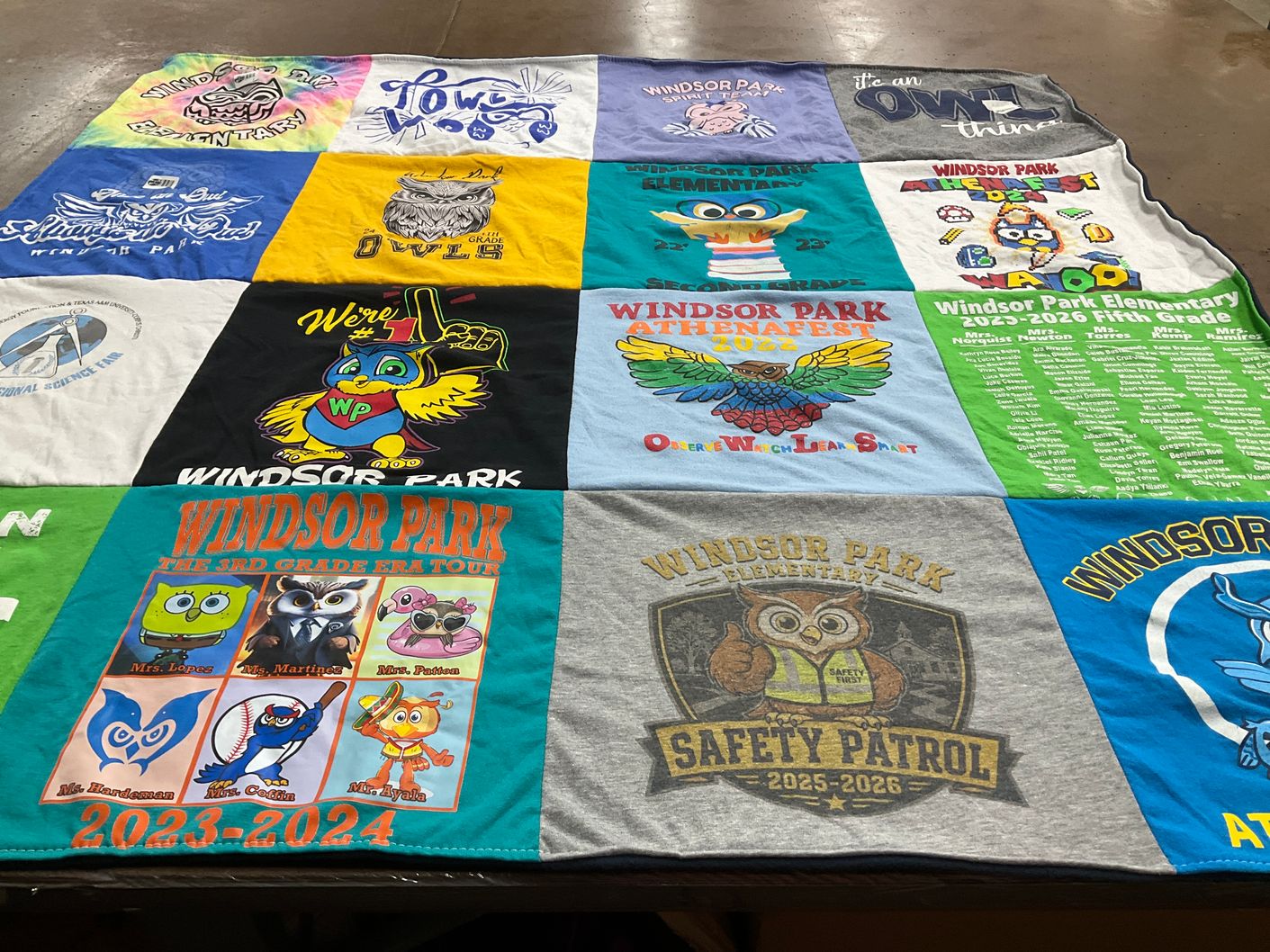 T-shirt quilt from windsor park elementary school by Michelle from TX