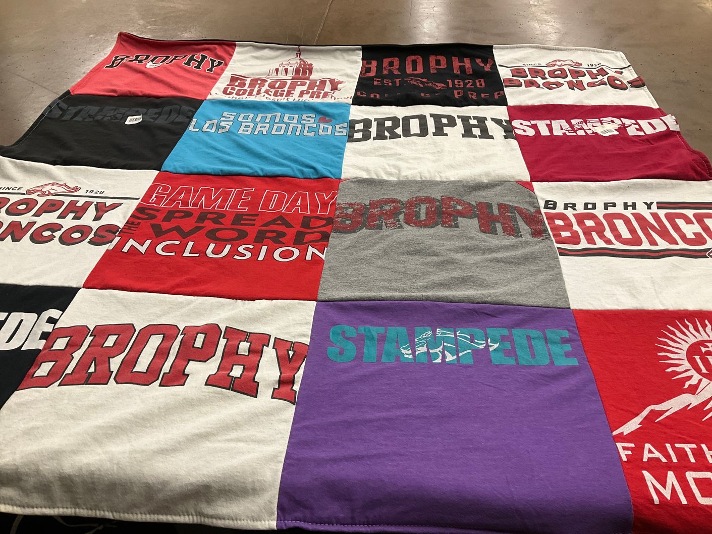 T-shirt quilt featuring brophy broncos by Sean from AZ