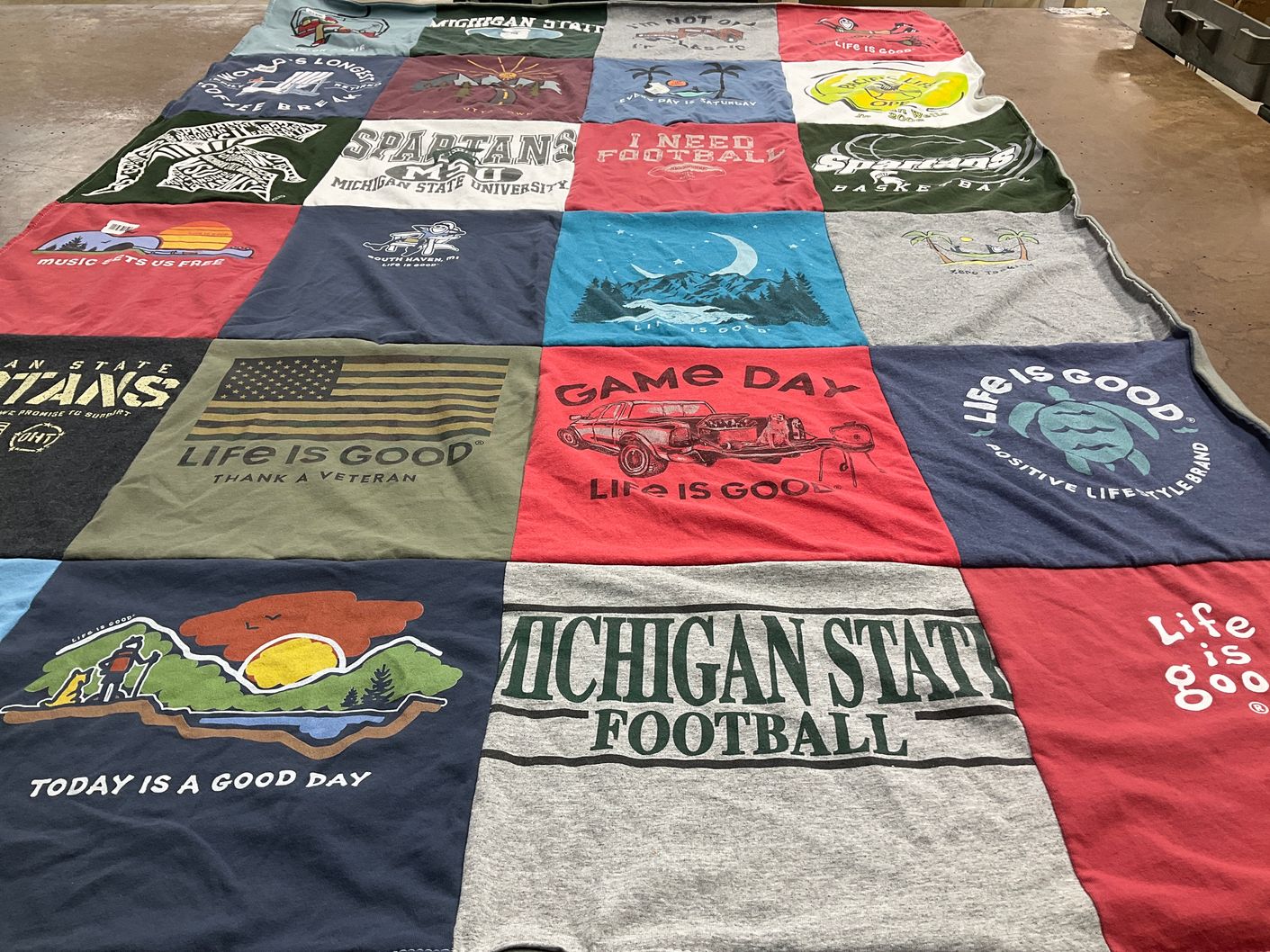 T-shirt quilt featuring michigan state football by Julie from MI