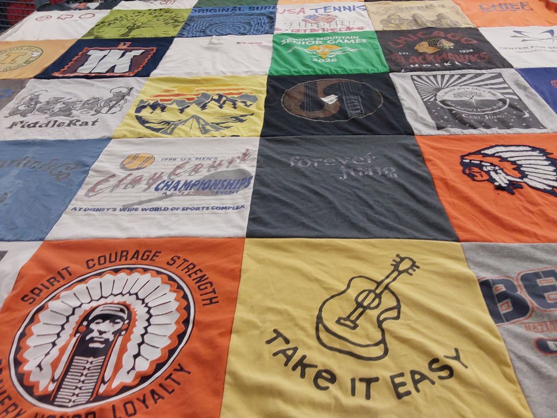 T-shirt quilt featuring chicago blackhawks by Joseph from NC