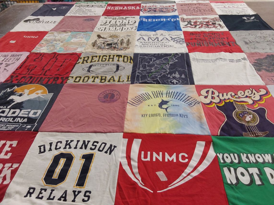 T-shirt quilt from university of nebraska medical center, creighton university by Marinda from NC