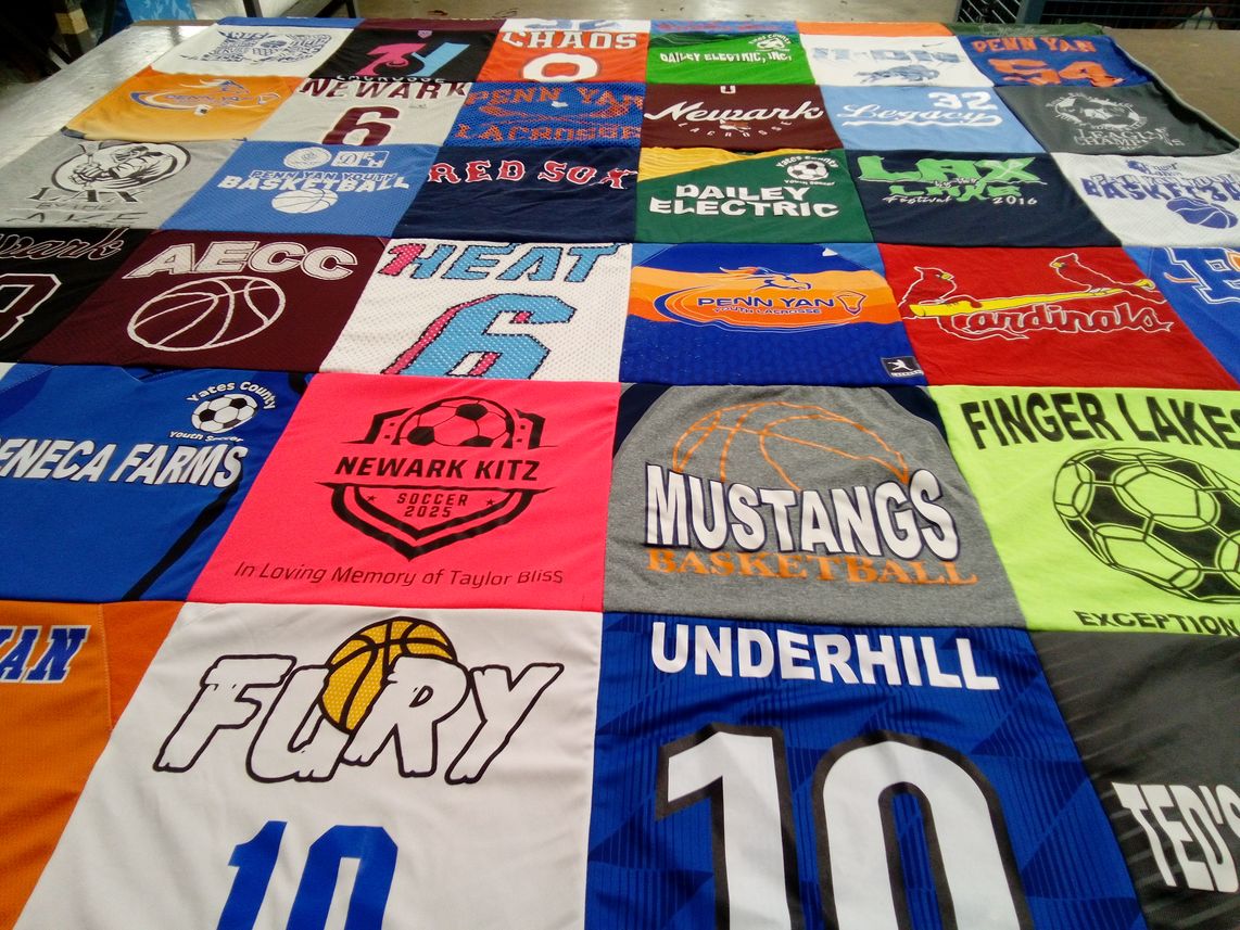 T-shirt quilt featuring penn yan mustangs basketball, newark cardinals by Rhonda from NY