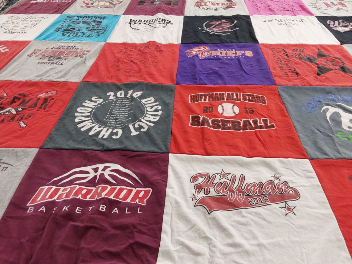T-shirt quilt featuring huffman all stars baseball, huffman high school baseball by Esmeralda from TX