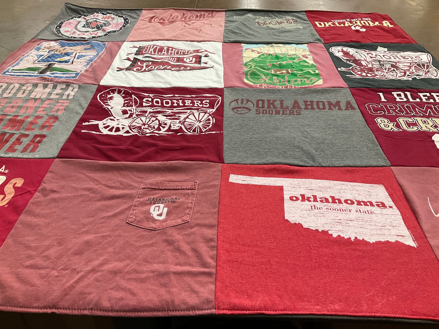 T-shirt quilt featuring oklahoma sooners by Deborah from WA