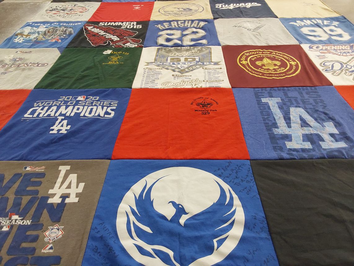 T-shirt quilt featuring los angeles dodgers by Robin from CA