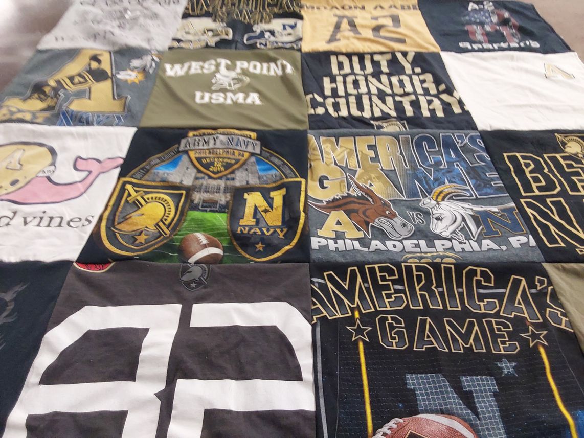 T-shirt quilt featuring navy, army by Jennifer from NC
