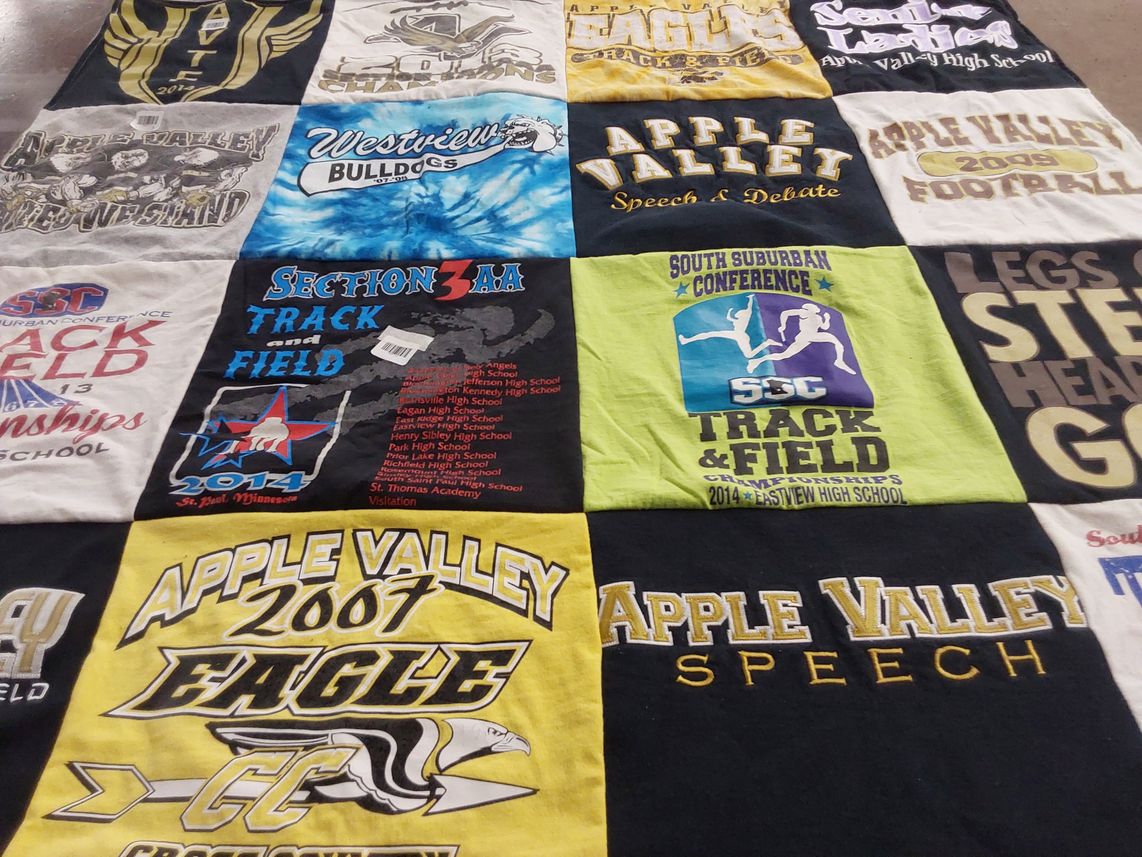 T-shirt quilt featuring apple valley eagles, westview bulldogs by Jennifer from NC