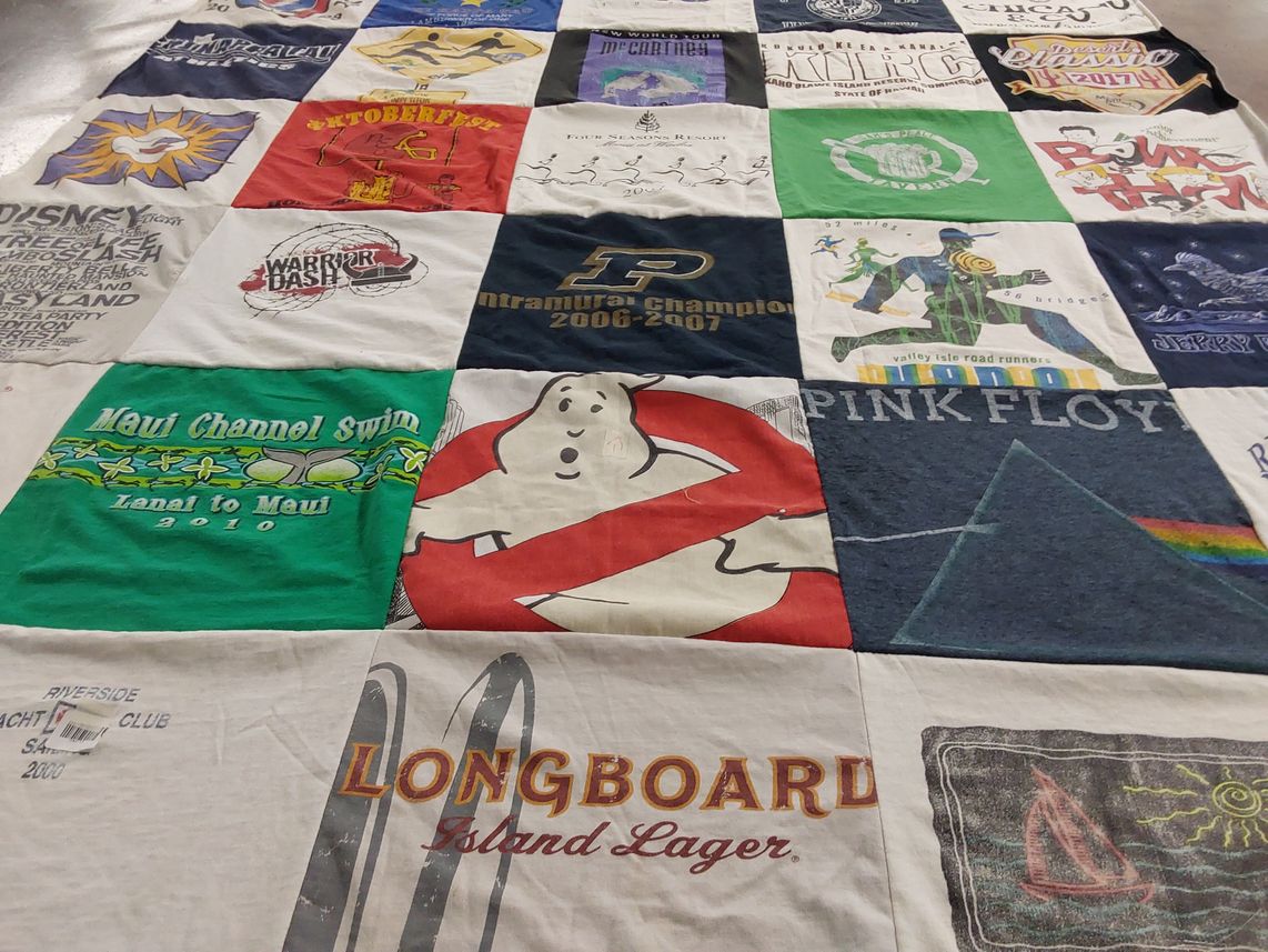 T-shirt quilt from purdu university by Sarah from IL
