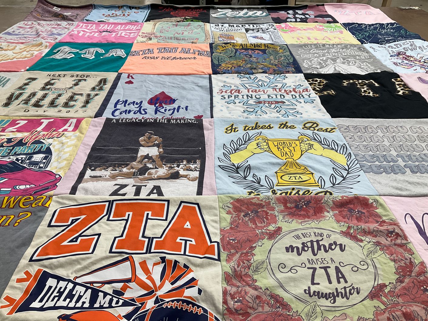 T-shirt quilt with sorority, sports themes by Alexis from TN