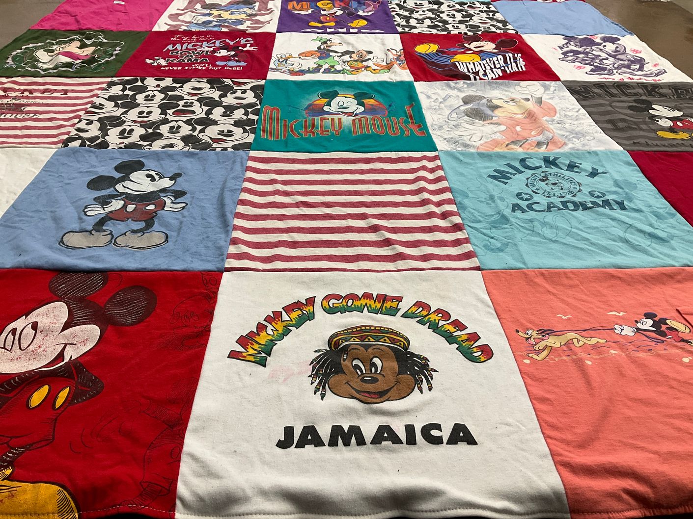T-shirt quilt with disney, humor themes by Carolyn from MI