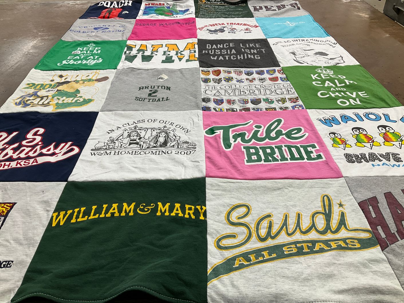 T-shirt quilt from college of william and mary by Diane from VA