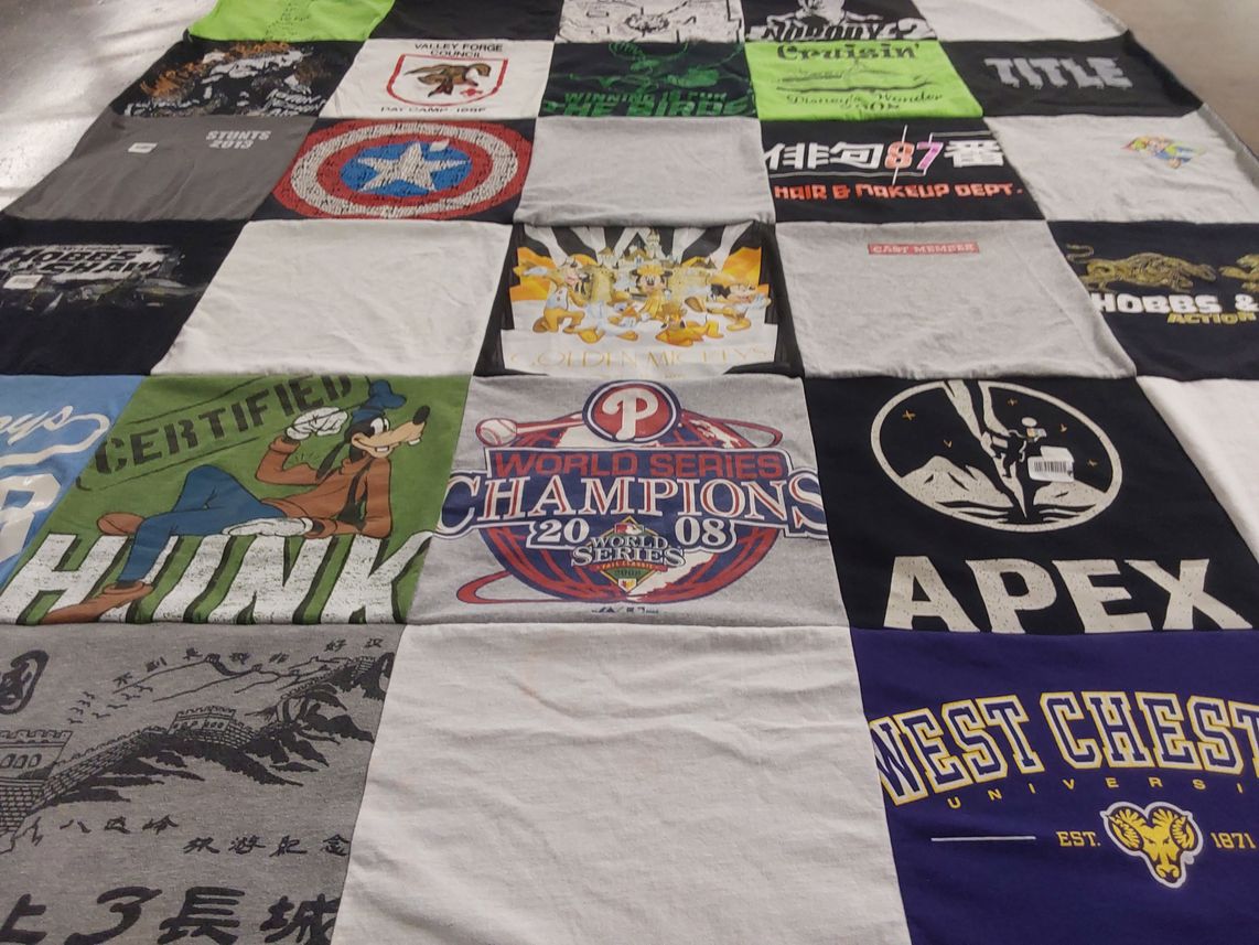 T-shirt quilt from west chester university by Janet from PA