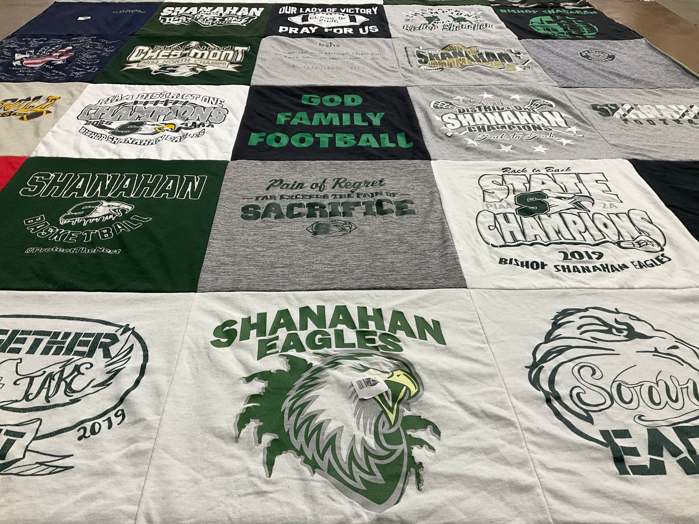 T-shirt quilt featuring bishop shanahan eagles by Brett from PA
