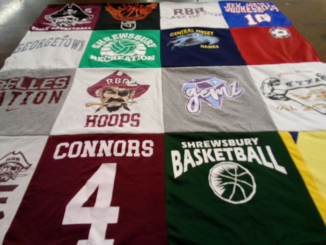 T-shirt quilt featuring red bank regional high school, central jersey hawks by Lori from NJ