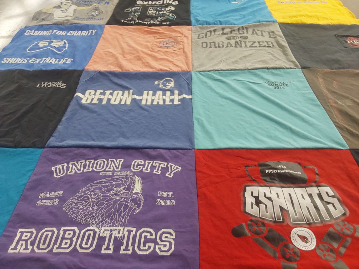 T-shirt quilt from seton hall university, union city high school by Victor from NJ