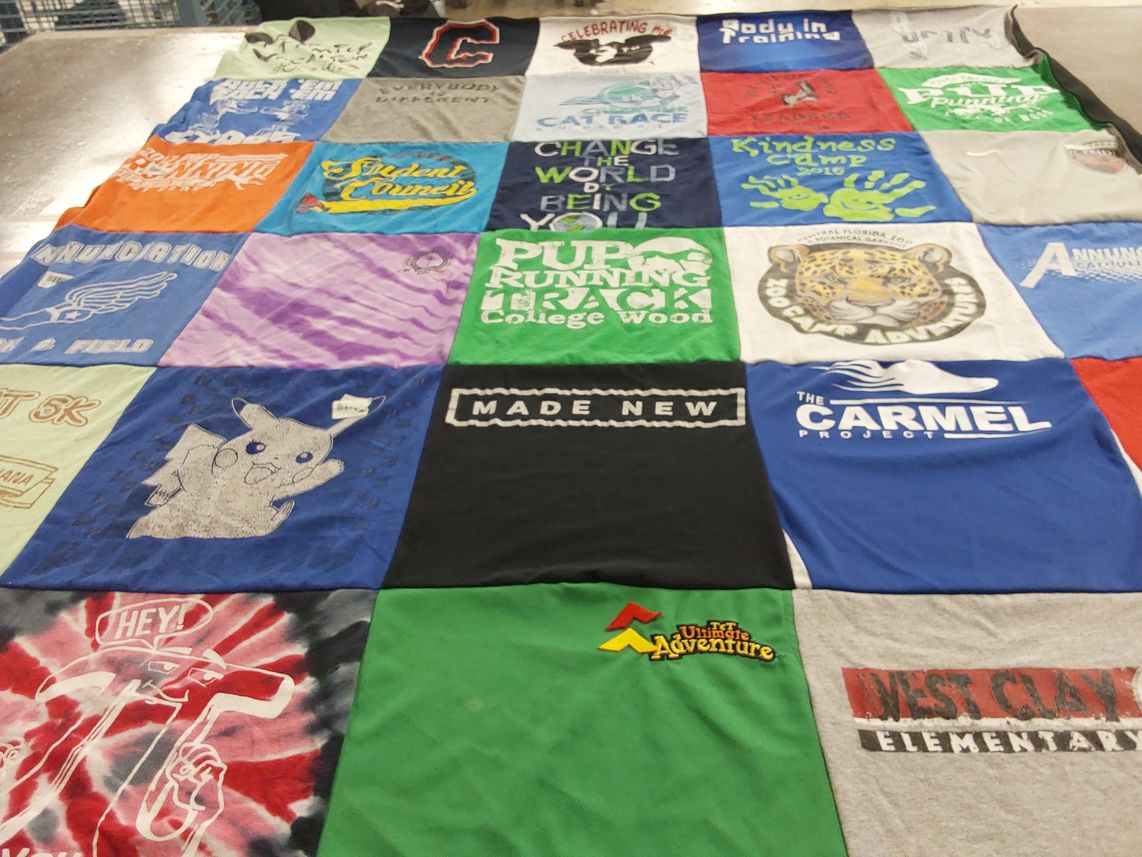 T-shirt quilt from carmel elementary school by Heidi from IN