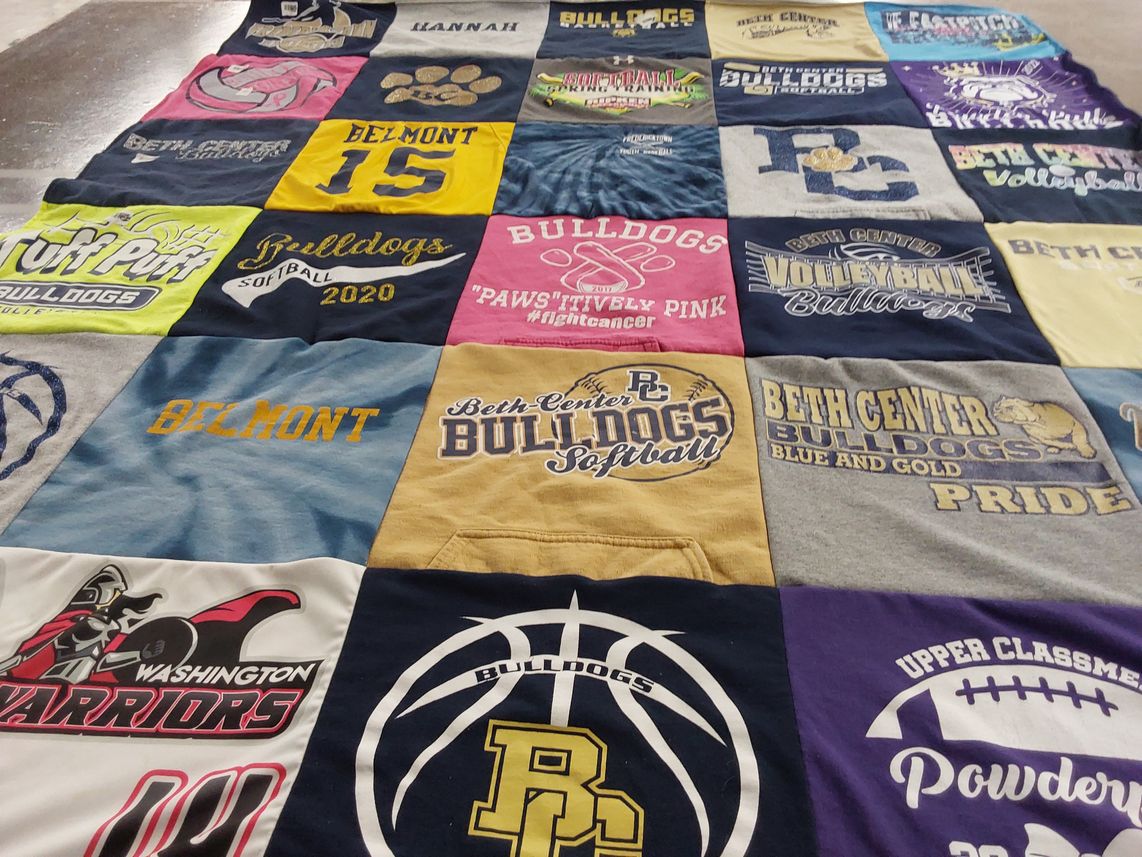 T-shirt quilt featuring beth center bulldogs, washington warriors by Tracy from PA
