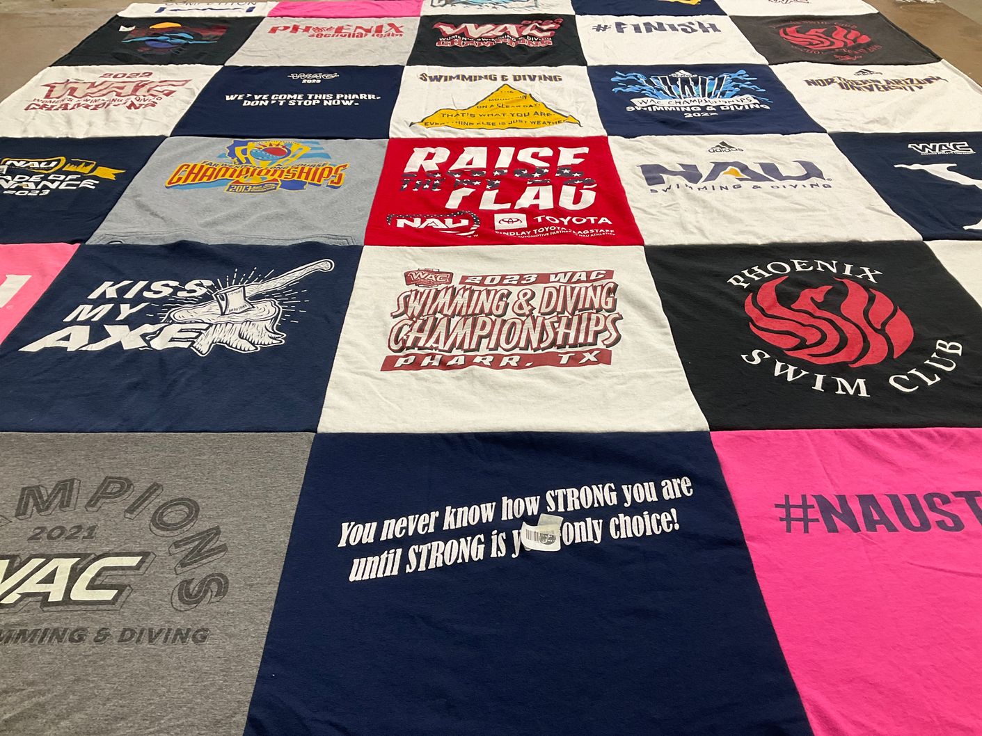 T-shirt quilt featuring northern arizona university swimming and diving by Annie from AZ