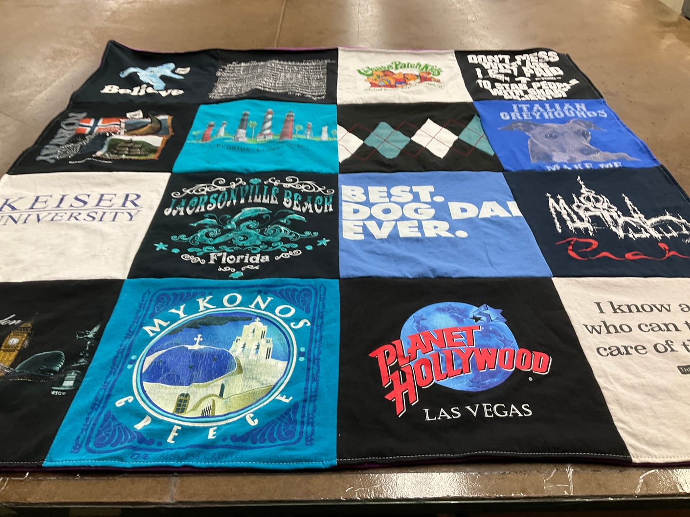 T-shirt quilt from keiser university by Roxanne from FL