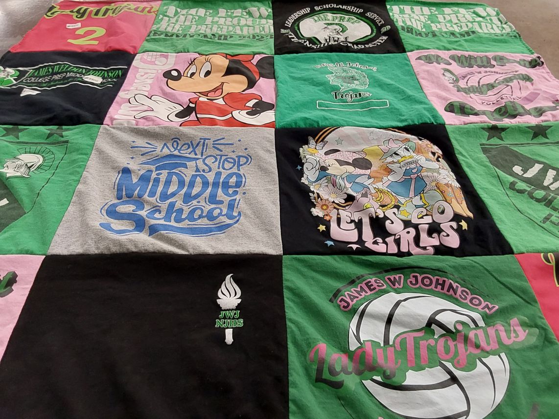T-shirt quilt featuring lady trojans by Susan from FL