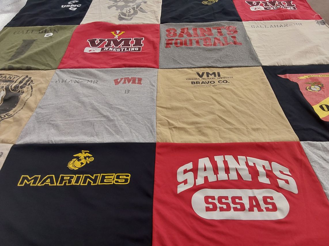 T-shirt quilt featuring saints by Cathy from VA