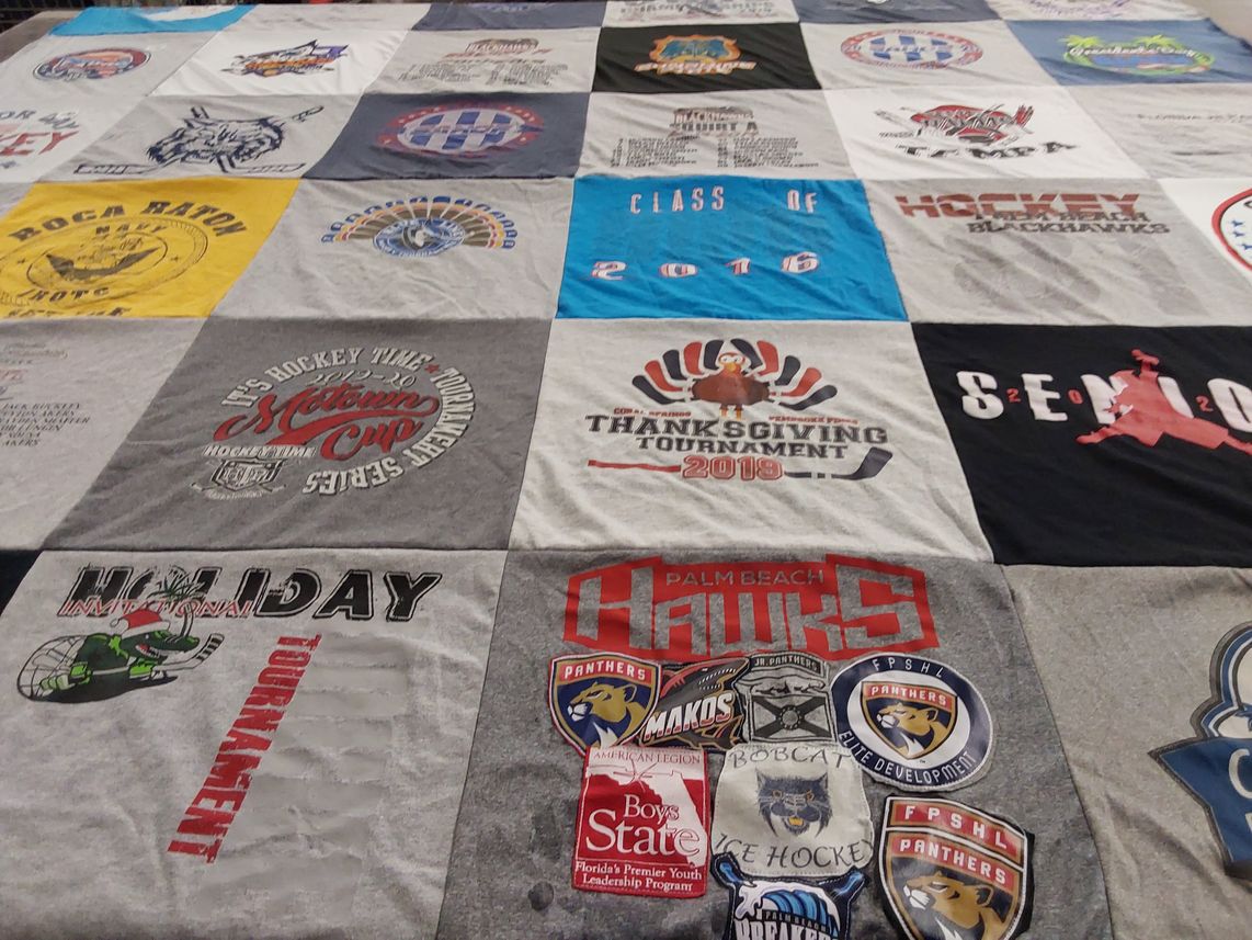 T-shirt quilt featuring palm beach hawks junior ice hockey program, fpshl panthers by Susan from FL