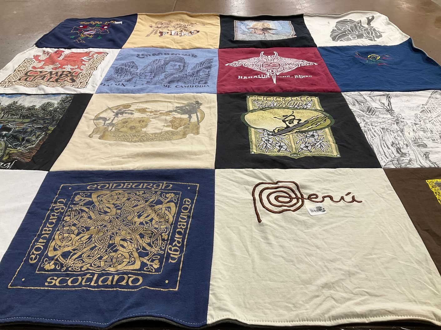 T-shirt quilt with travel, culture themes by Bonny from MN