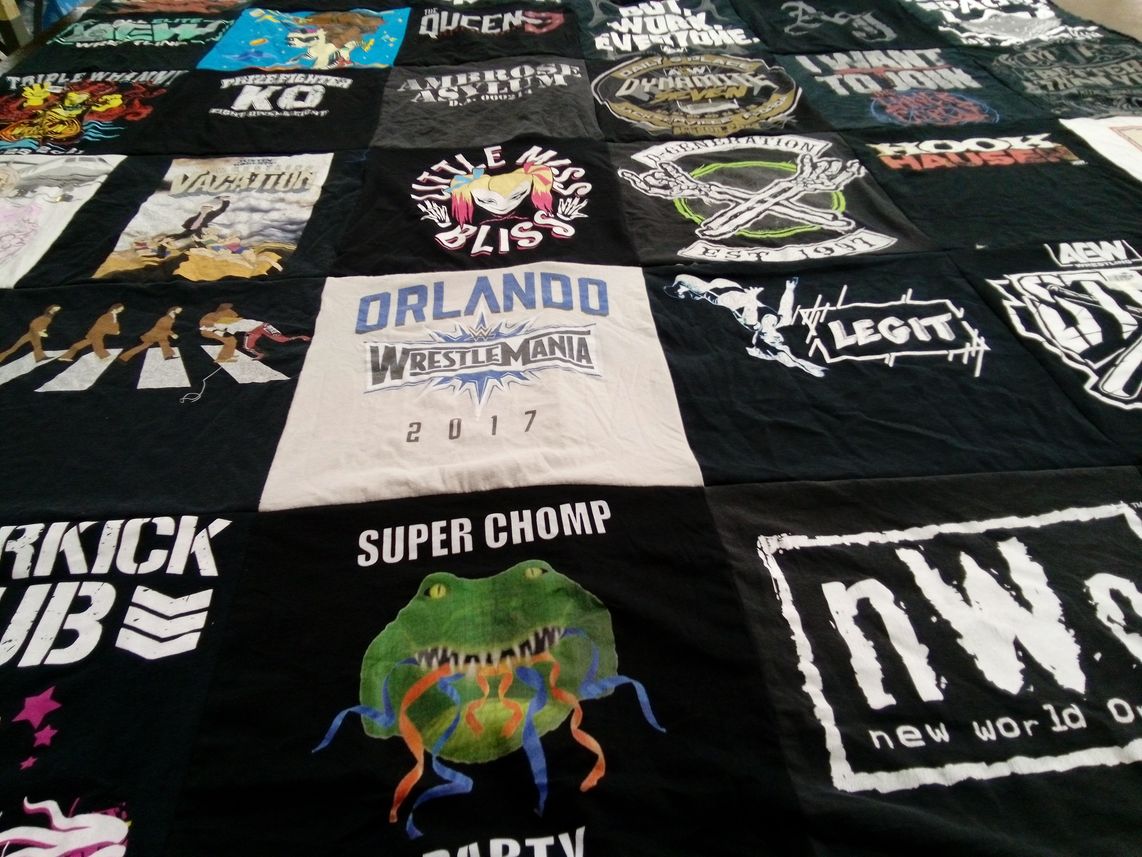 T-shirt quilt with wrestling, graphic design themes by Jesse from FL