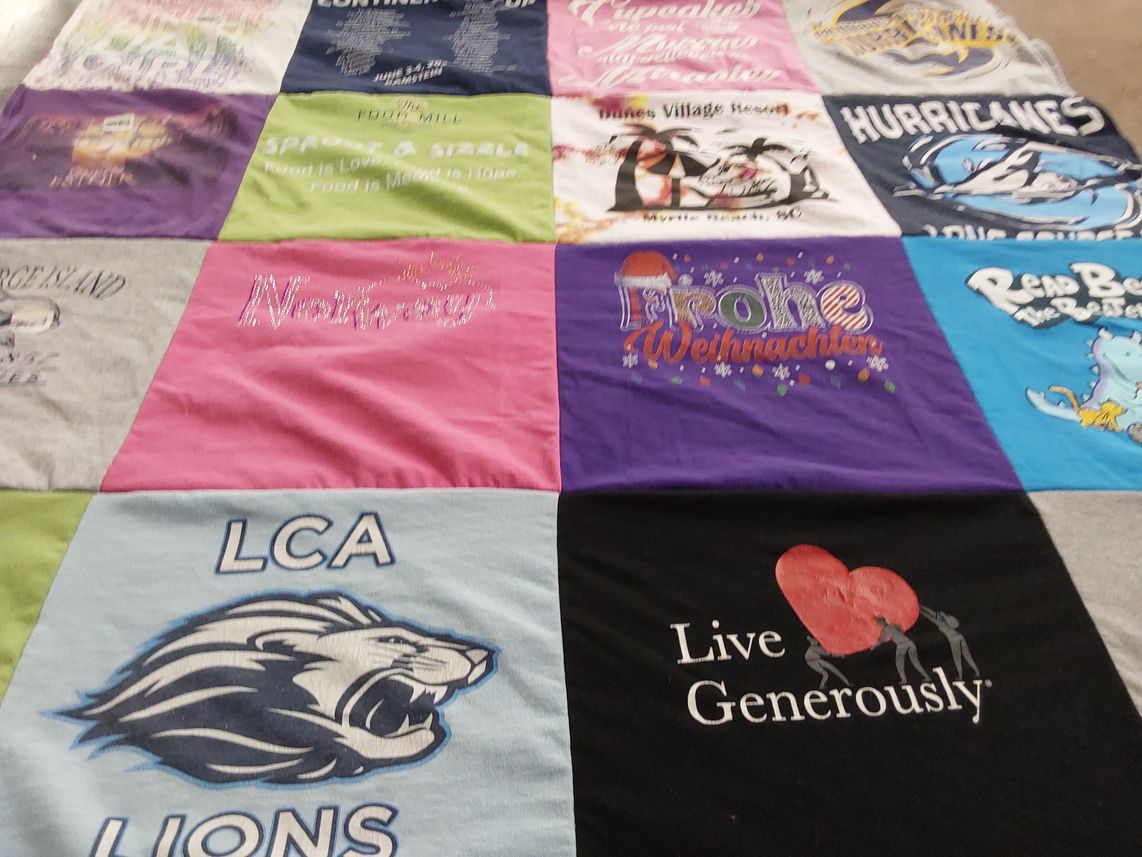 T-shirt quilt featuring lower columbia academy lions by Kim from SC