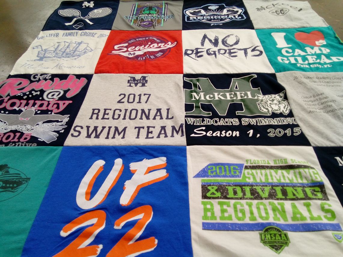 T-shirt quilt featuring mckeel academy wildcats swimming by Karen from FL