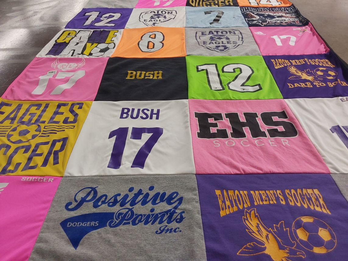 T-shirt quilt featuring eaton men's soccer, eaton eagles soccer by Kellie from OH
