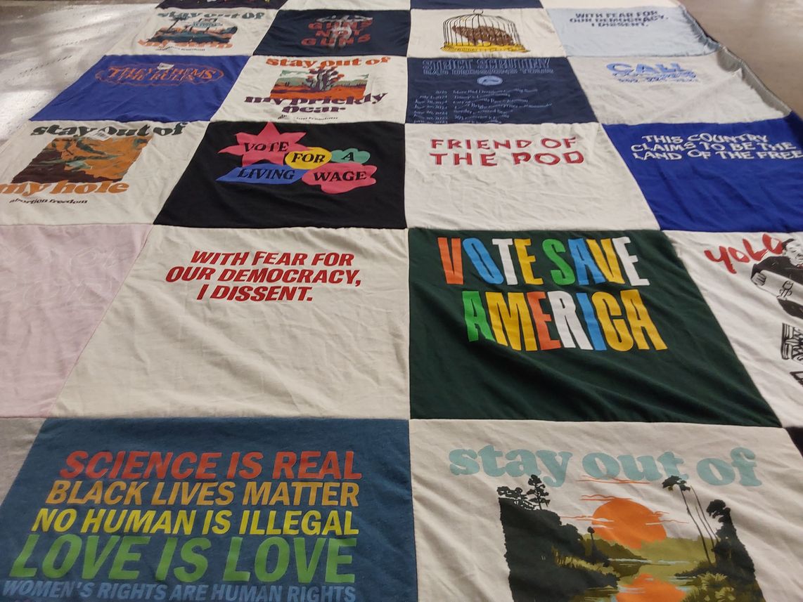 T-shirt quilt with politics, social justice themes by Zarya from FL