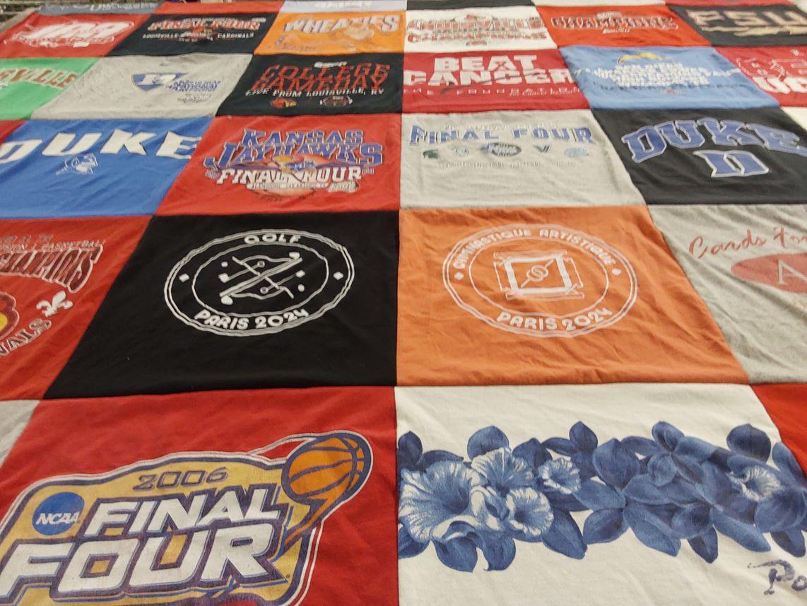 T-shirt quilt from dukest university, university of louisville by Bryan from IN